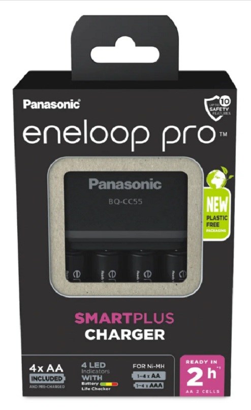 Karikues baterish Panasonic Eneloop Pro K-KJ55HCD40E, SMARTPLUS, 4x AA Ni-MH, i zi
