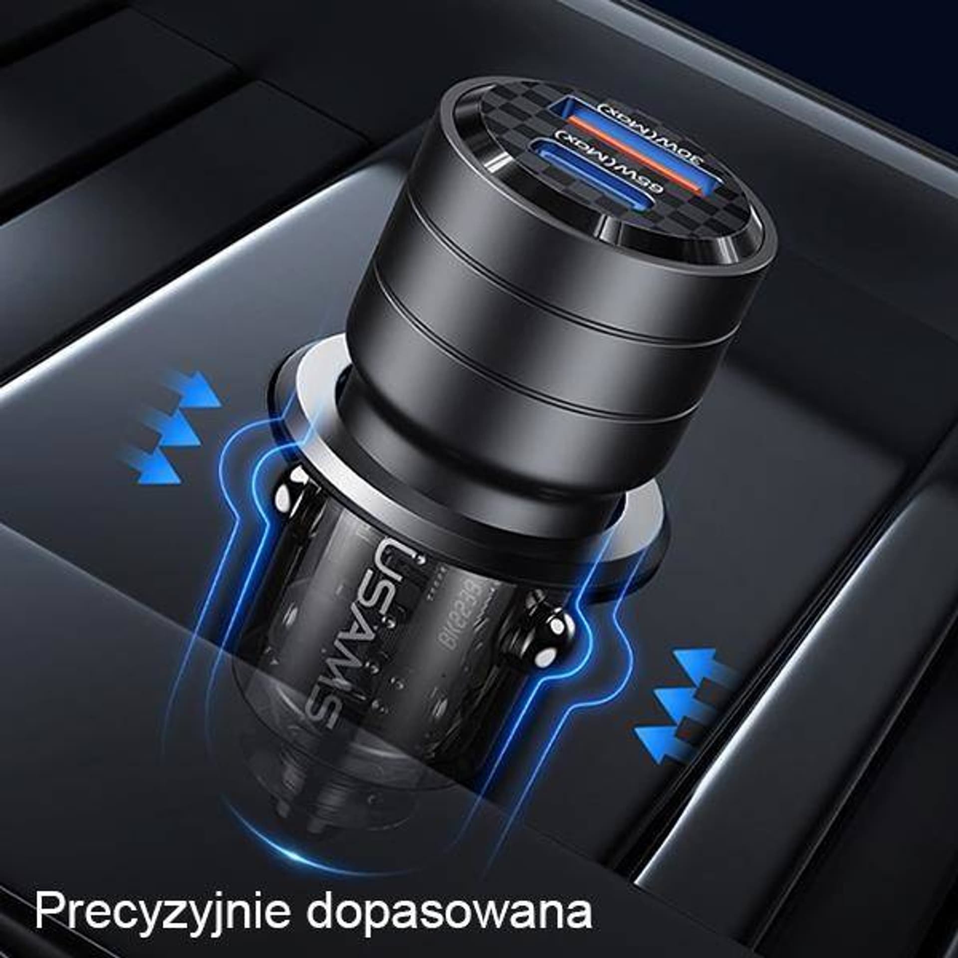 Автомобилски полнач Usams C36 US CC176, 95W, USB A и USB C, виолетов