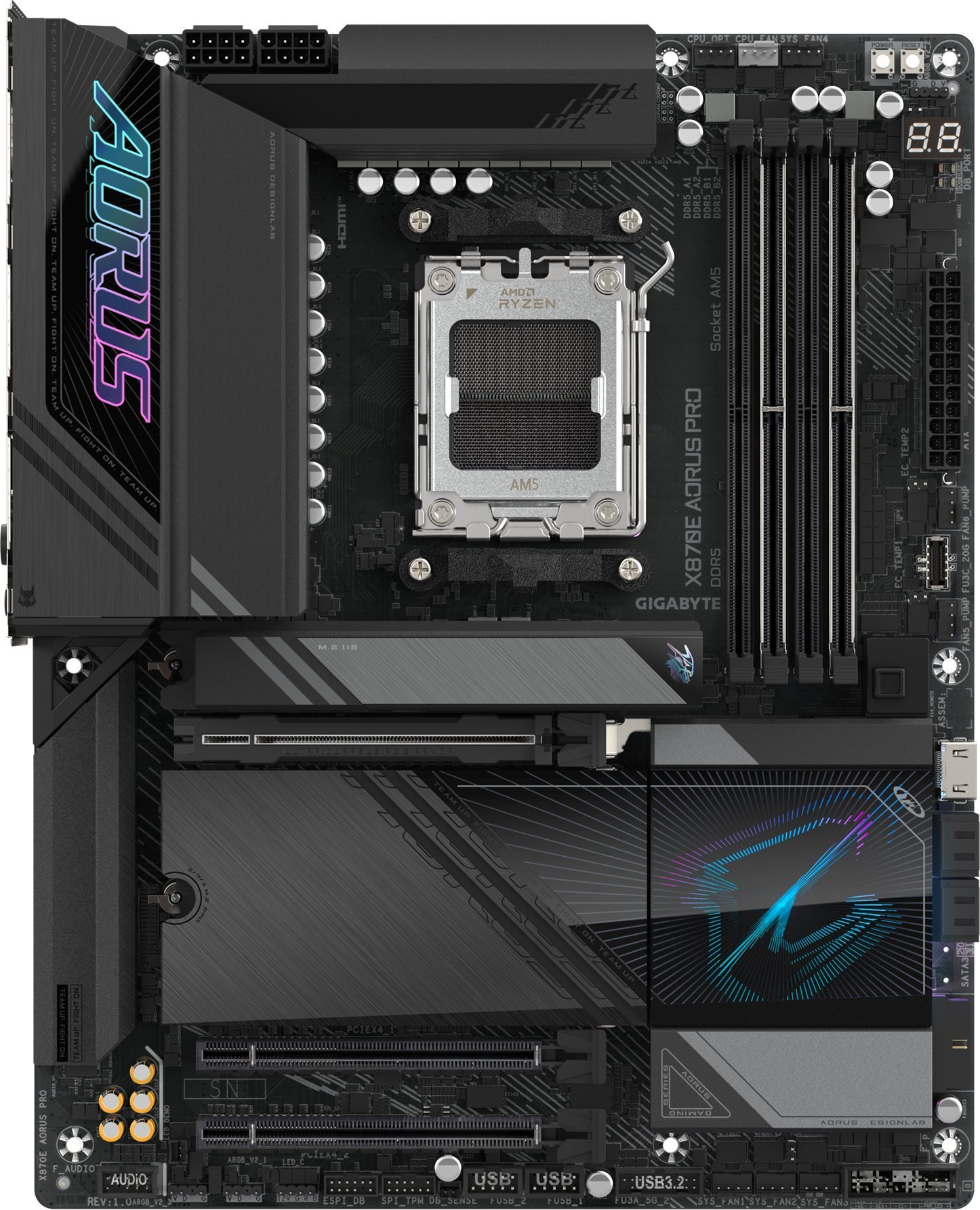 Мајчинборд GIGABYTE X870E AORUS PRO, AMD Ryzen 9000, DDR5, безжична мрежа 7, црна