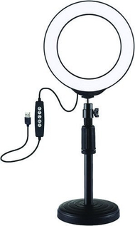 Lampë unazore LED 16cm, mbajtëse tavoline 33cm, USB, RGBW