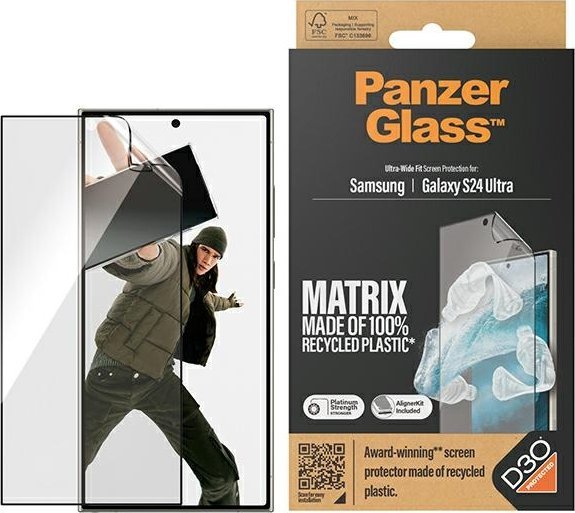 Mbrojtës ekrani PanzerGlass ECO MATRIX D3O, për Samsung Galaxy S24 Ultra, Ultra Wide Fit transparent