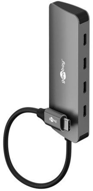 USB хаб Goobay Slim, 4 порти, USB C 10 Gbit/s, црно-сива