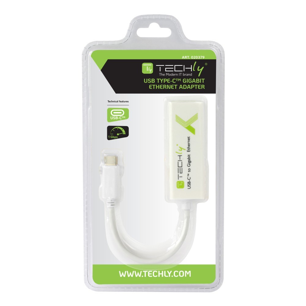 Përshtatës Techly USB 3.1 Type-C në Gigabit Ethernet, i bardhë