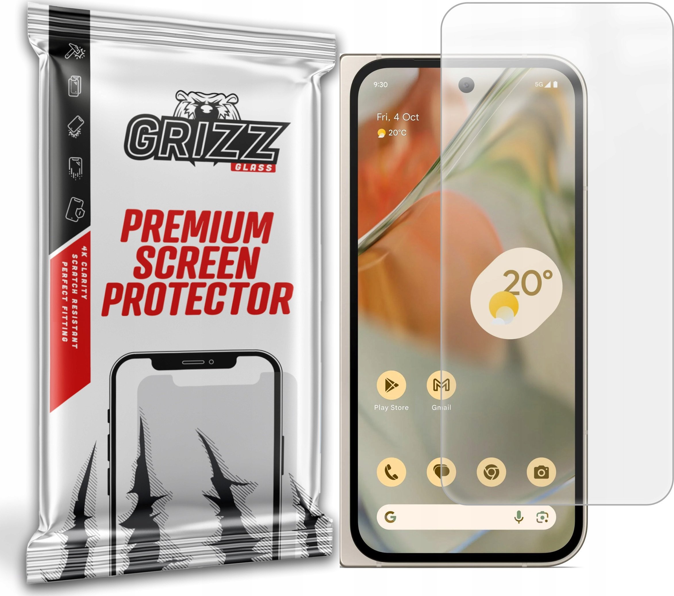 Fletë mbrojtëse Grizz PaperScreen për Google Pixel 9 Pro Fold, anti-gjurmë gishtash, matte transparente