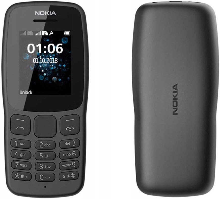 Telefoni Nokia 106 Dual SIM 2018, ekran 1.8", radio FM, gri e errët
