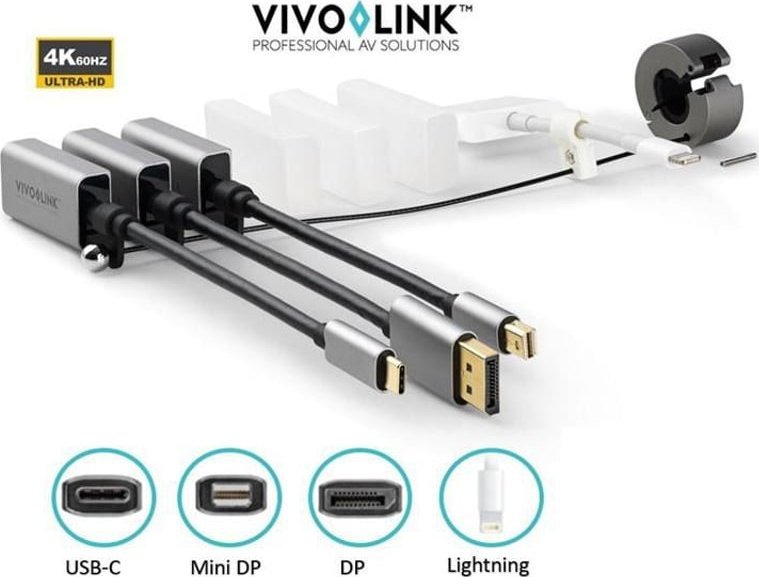 Adapter video Vivolink PROADRING13S, unazë HDMI, USB-C DP miniDP Lightning, alumini
