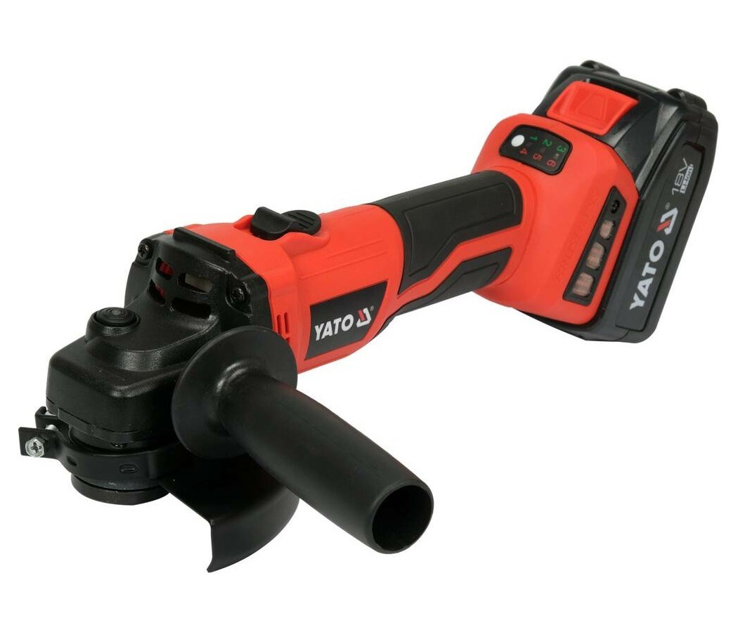 Mulli këndor YATO Brushless 125mm, 18V, 2x 4Ah, i kuq