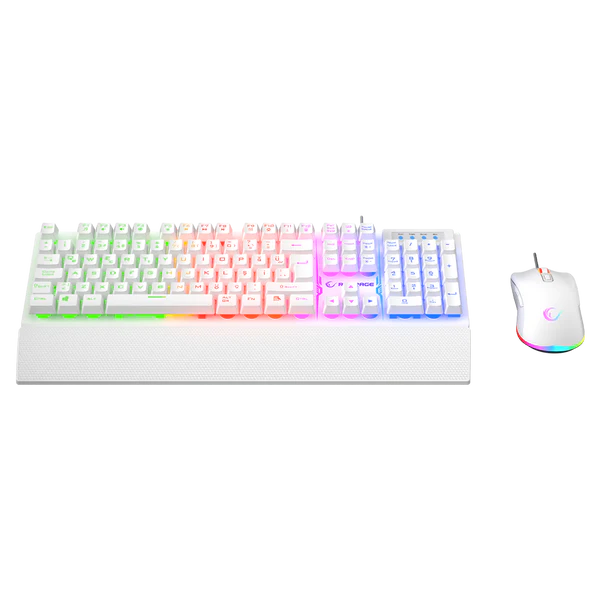 Kombo Gaming Rampage Fortuna V2 – Tastierë + Maus, USB, RGB, E Bardhë