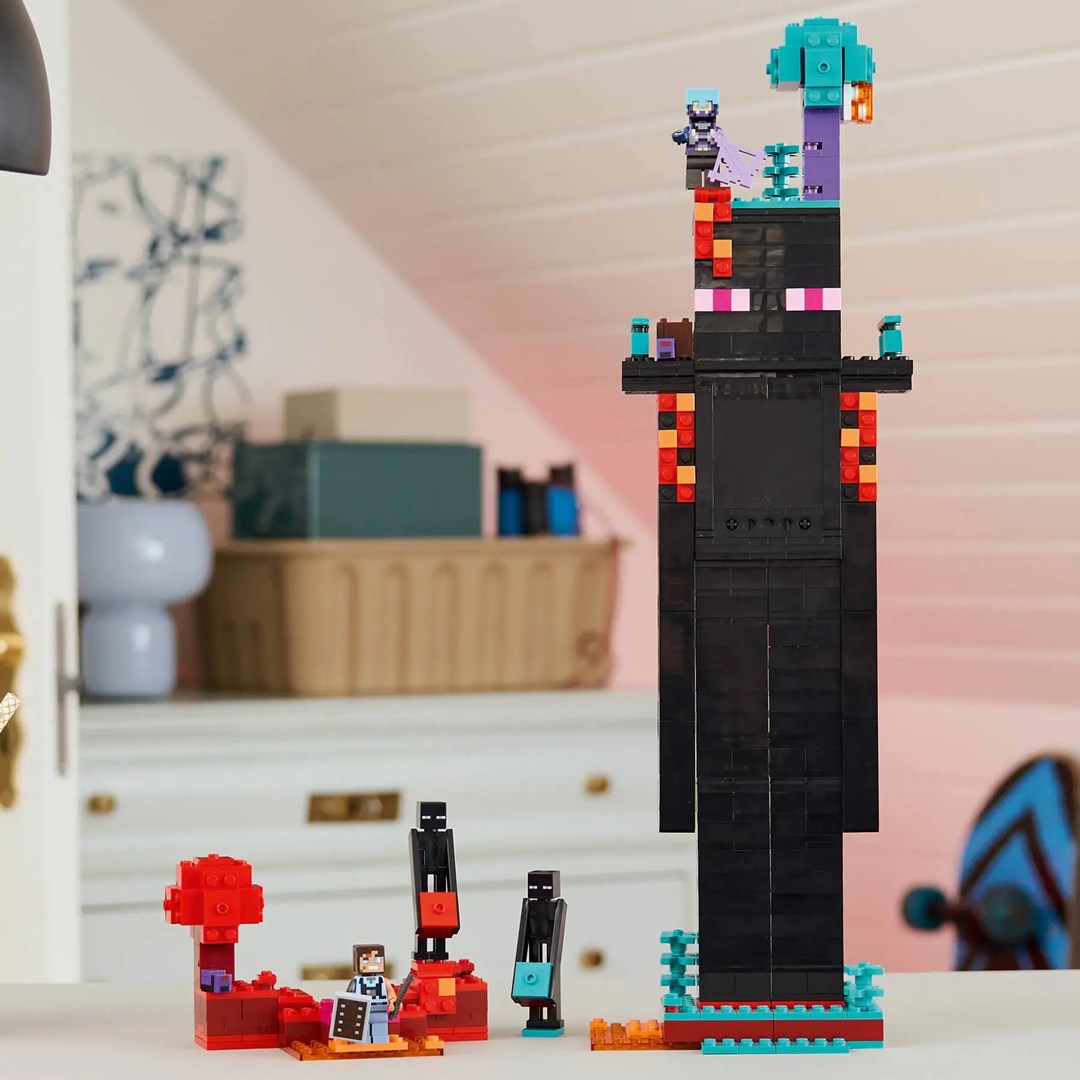 Lodër ndërtimi Lego Minecraft 21279 The Enderman Tower, set me kulla dhe figura, shumëngjyrëshe