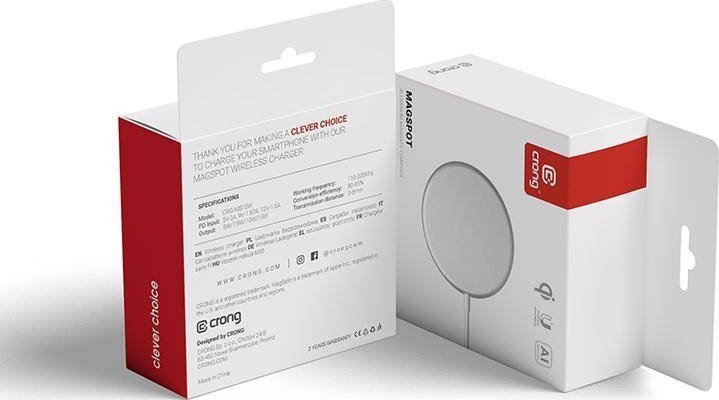 Karikues wireless Crong Inductive Charger CRG-MS15W-GLD, 15W, me magnet, ngjyrë ari