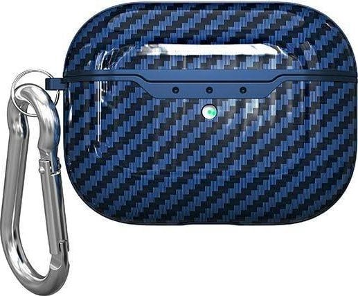 Kapak mbrojtës Beline për AirPods Pro 2, dizajn karbon, TPU, blu