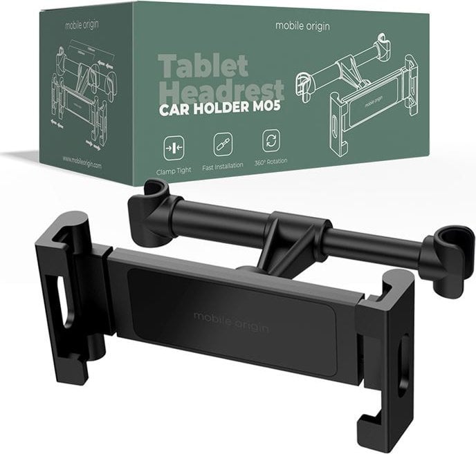 Mbajtëse tablet për makinë Mobile Origin MO5, rrotullim 360°, aliazh alumini, e zezë