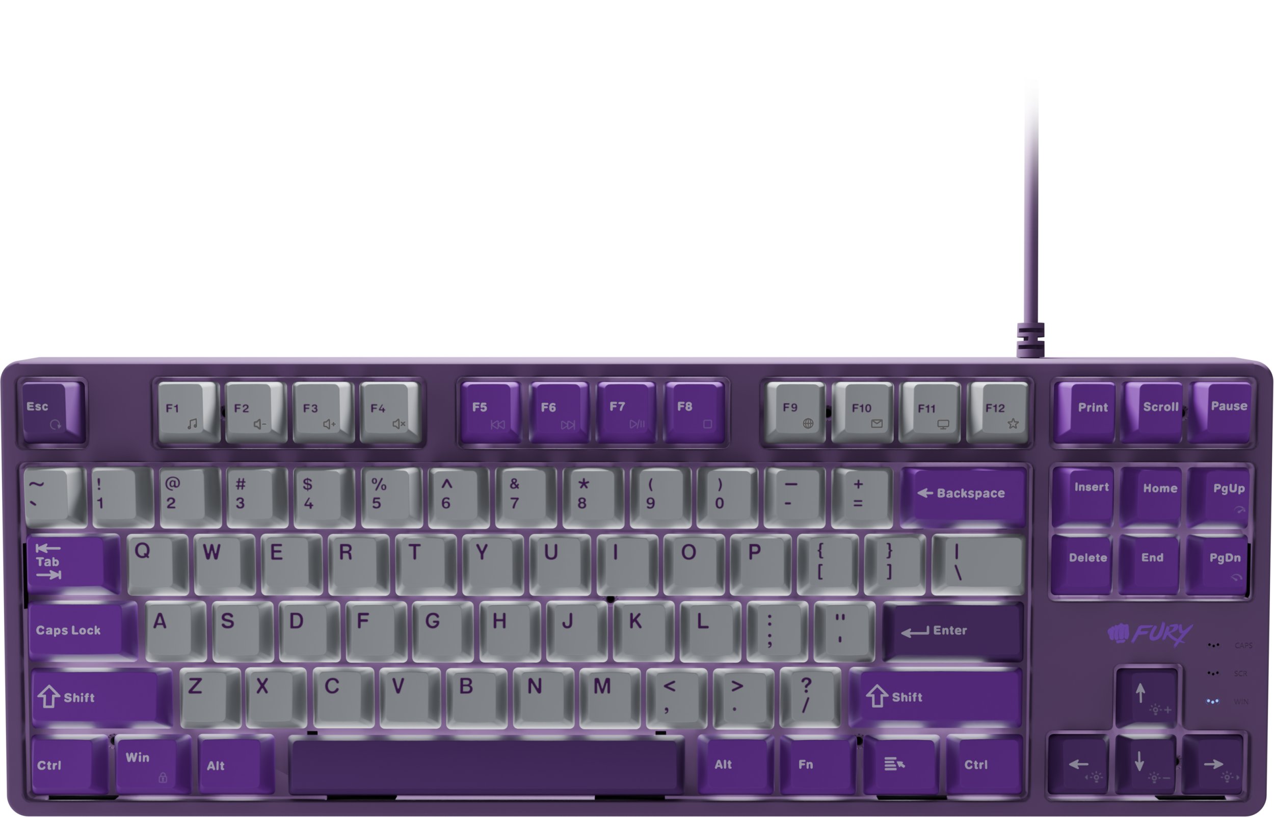 Tastierë mekanike gaming Fury Kanabo K2 TKL, 80%, ndriçim, gri vjollcë