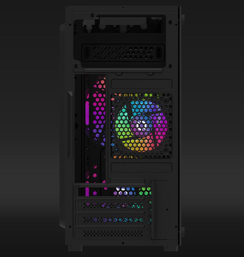 Kuti PC Aqirys BellatrixPRO Mini Tower, Mini ITX Micro ATX, dritë Rainbow RGB, e zezë