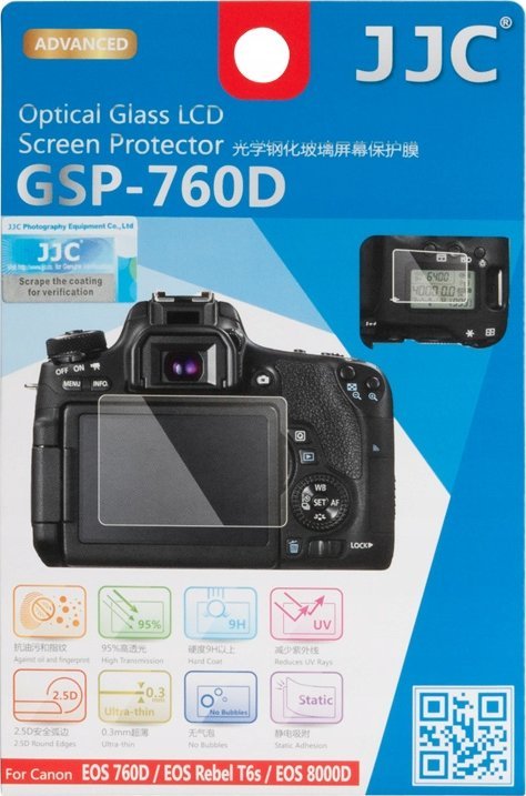 Mbrojtës ekrani për aparat JJC GSP 760D, xham optik, për Canon EOS 760D, transparent