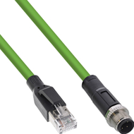 Kabull rrjeti industrial InLine M12 4-pin D-coded në RJ45, PUR, 1m