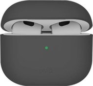 Mbulesë silikoni Uniq Lino për AirPods 4, komplet çantë dhe mbrojtëse, gri ash