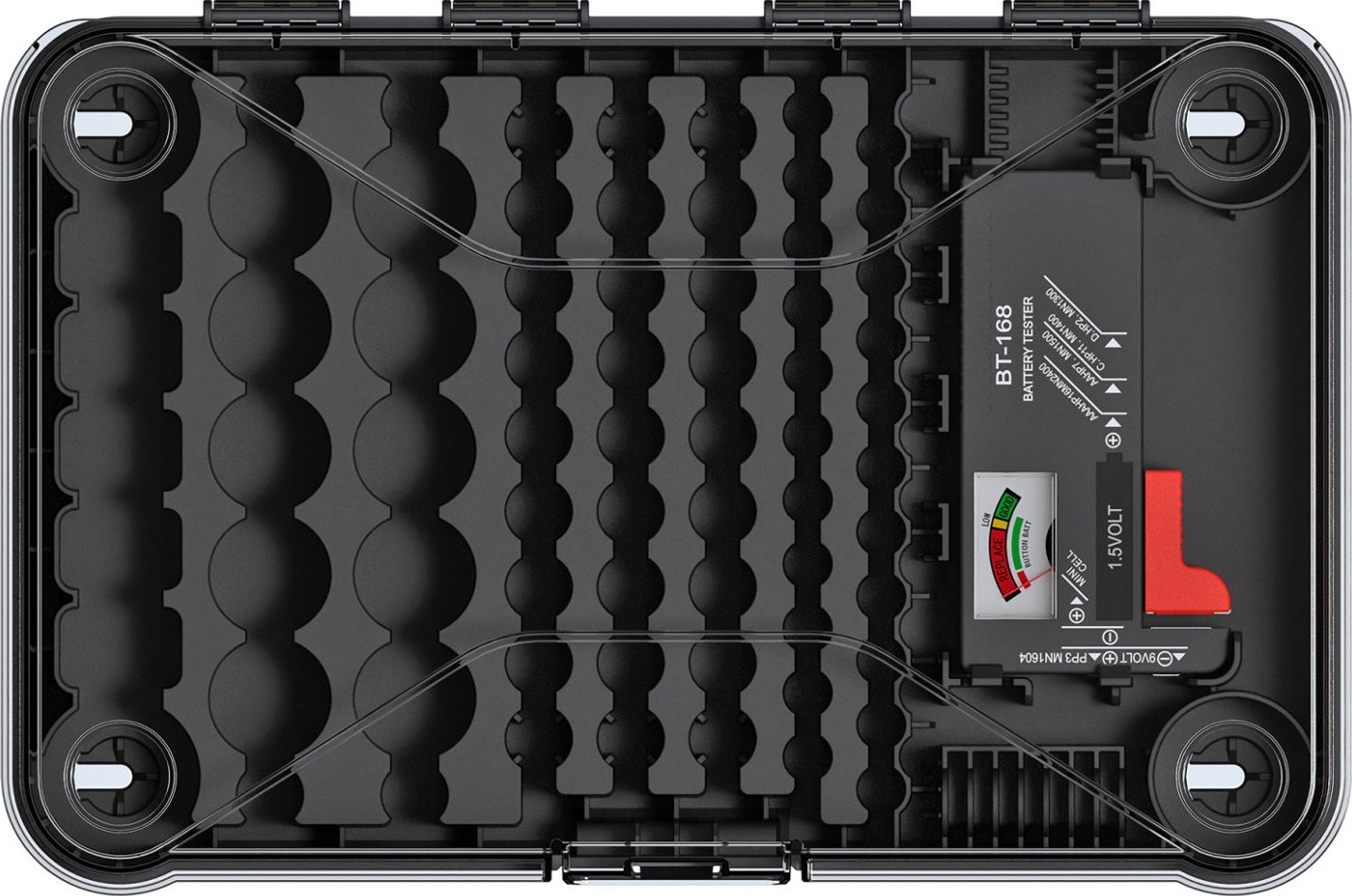 Kuti organizuese baterish BATTERY BOX, me tester, 29.5x19.5x7 cm, plastike