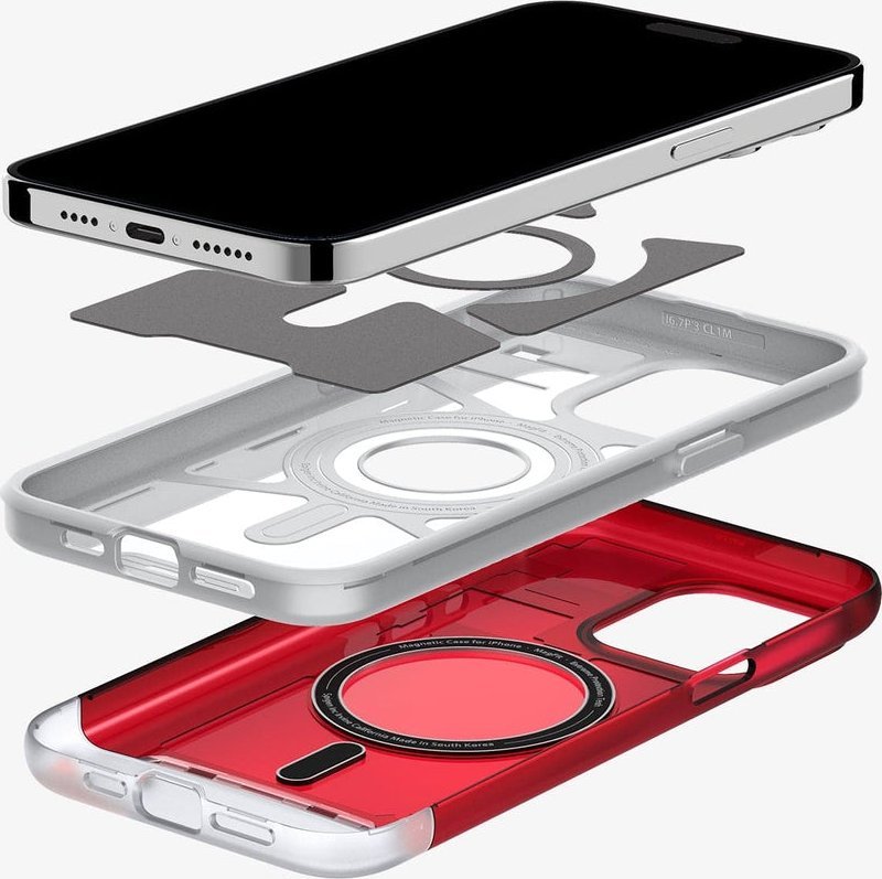 Mbulesë telefoni Spigen Classic C1 MagSafe, për iPhone 15 Pro, ruby