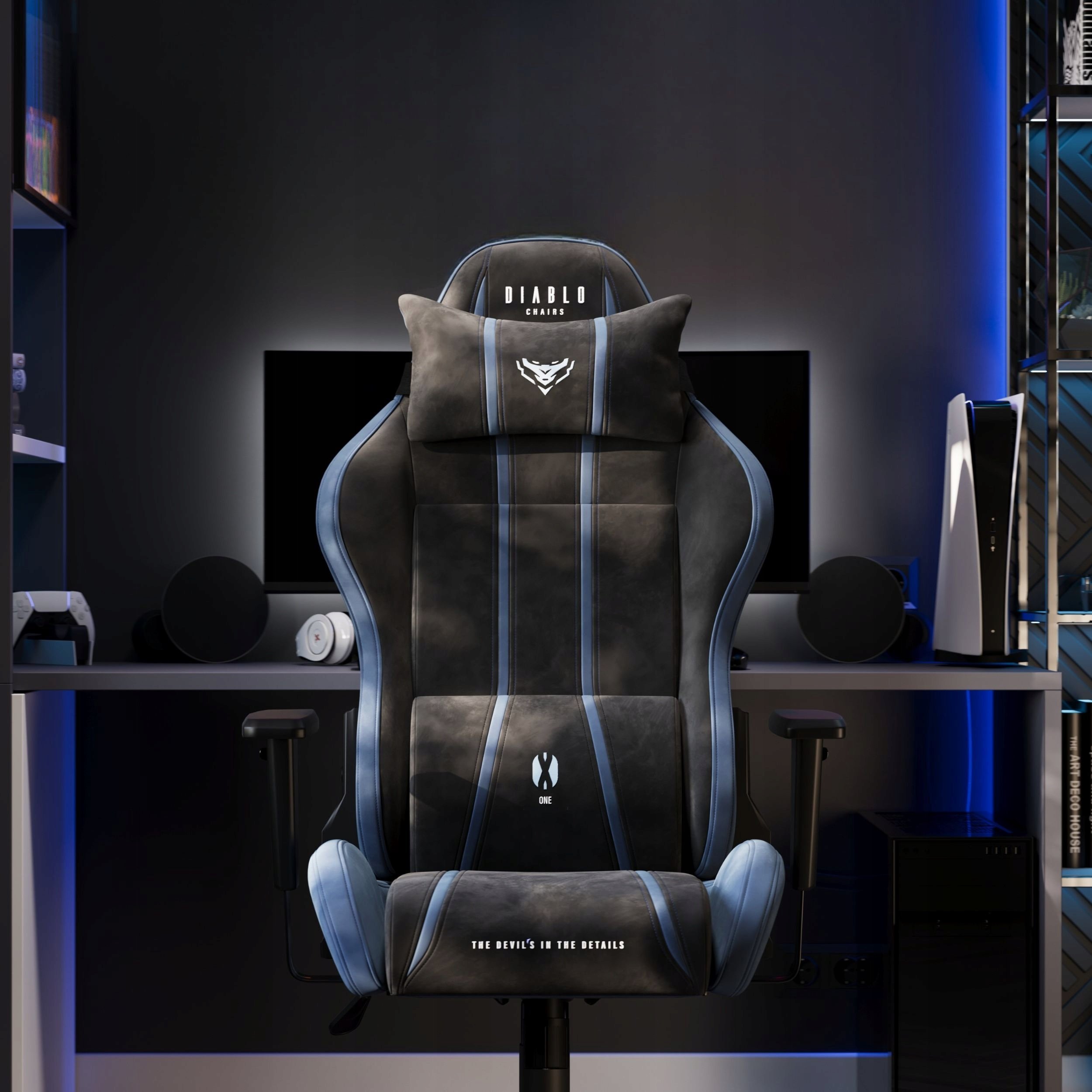 Karrige gaming Diablo X-One 2.0 Normal Size, material tekstil, deri 140 kg, blu e errët
