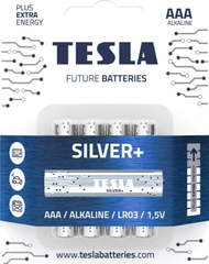 Алкални батерии TESLA SILVER+ AAA LR03, 1.5V, пакување 4 парчиња