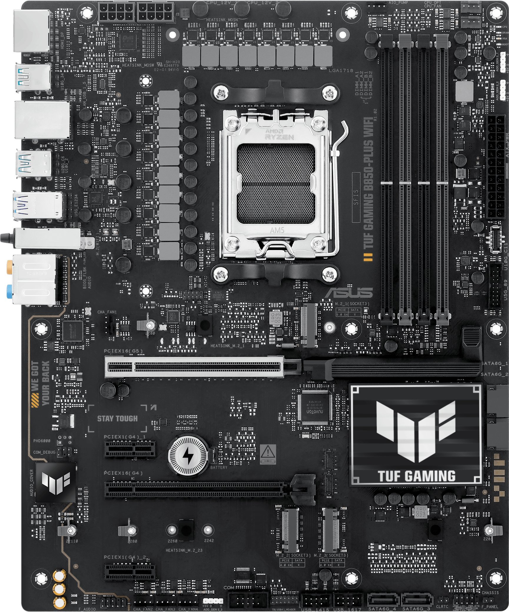 Pllakë amë ASUS TUF Gaming B850 Plus WIFI, socket AM5, ATX, me WiFi