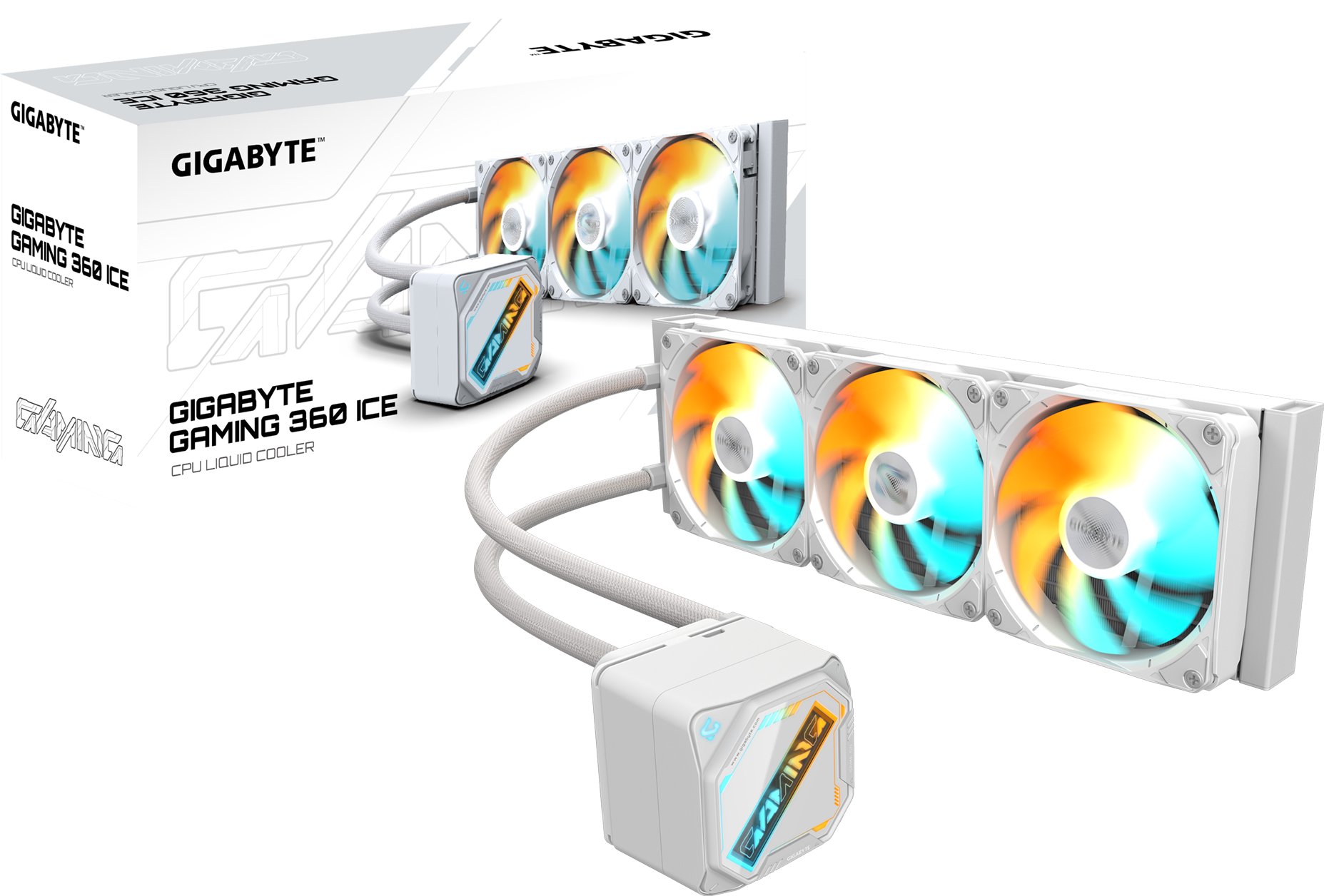 Ftohës likuid CPU GIGABYTE GAMING 360 ICE, radiator 360mm, 3x120mm ARGB, i bardhë