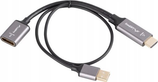 Adaptor HDMI në DisplayPort Lanberg, 4K 60Hz, USB, argjendtë