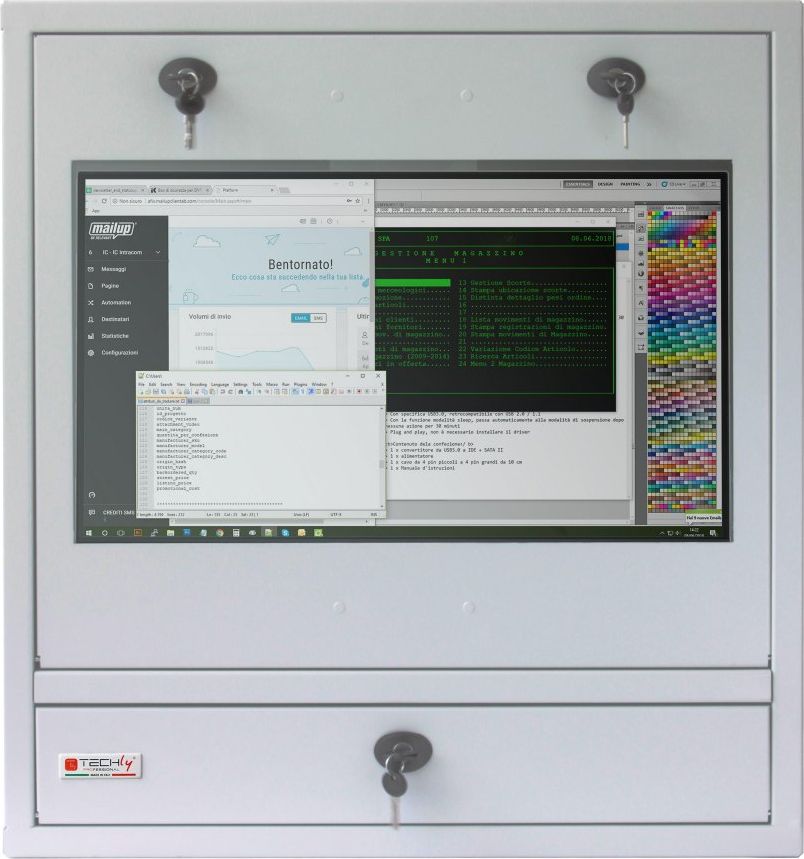 Kabinet muri për PC industrial Techly ICRLIM10, për monitor 22", me ventilim, gri