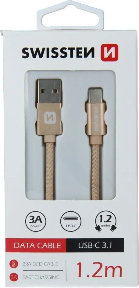 Kabllo karikimi SWISSTEN USB në USB C, 1.2m, e argjendtë