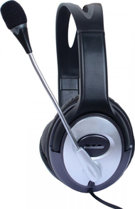 Kufje stereo për kompjuter Techly, me mikrofon, me kabllo, zi argjend