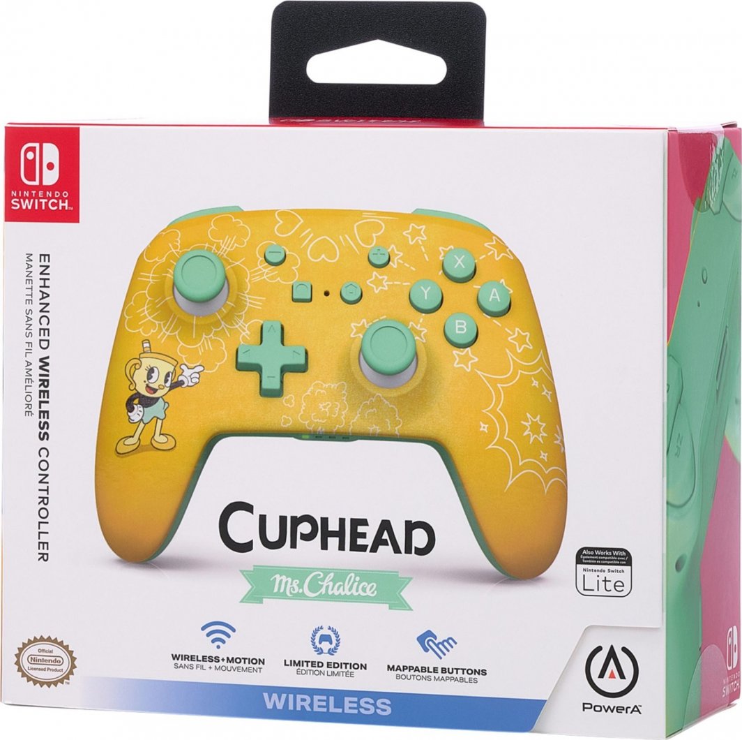 Kontroller PowerA Enhanced Cuphead, wireless, i verdhë