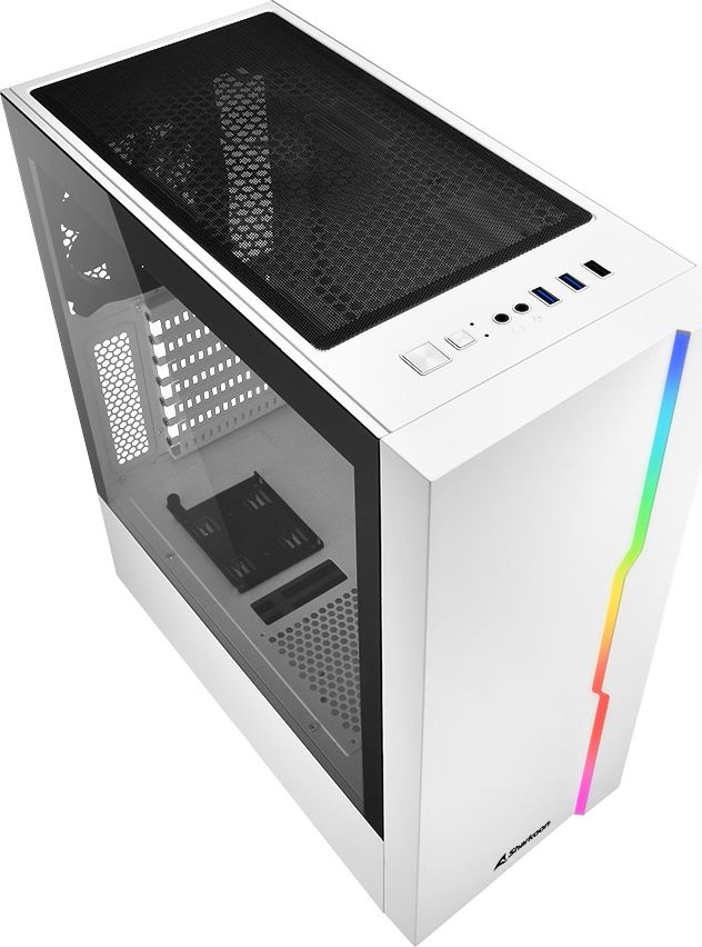 Kuti kompjuterike Sharkoon RGB Slider, midi ATX, panel xhami i temperuar, e bardhë