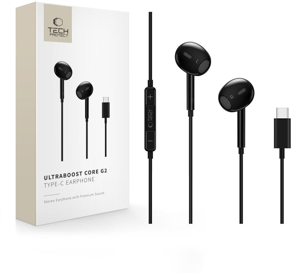 Kufje Tech-Protect Ultraboost Core G2, USB-C, me mikrofon, të zeza