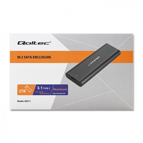 Kuti eksterne për SSD M.2 Qoltec, SATA NVMe, USB Type C, 10 Gb/s, alumini