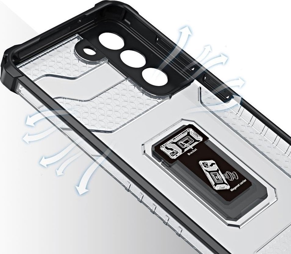 Maskë telefoni Hurtel Crystal Ring Case, Samsung Galaxy S22 Plus, hibride, me unazë magnetike, e kuqe