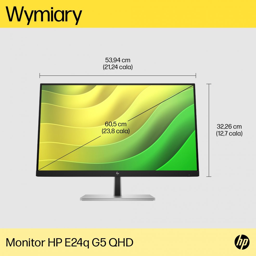 Monitor HP E24q G5, 23.8", 2560 x 1440 (WQHD), 75Hz, i zi / i argjendtë