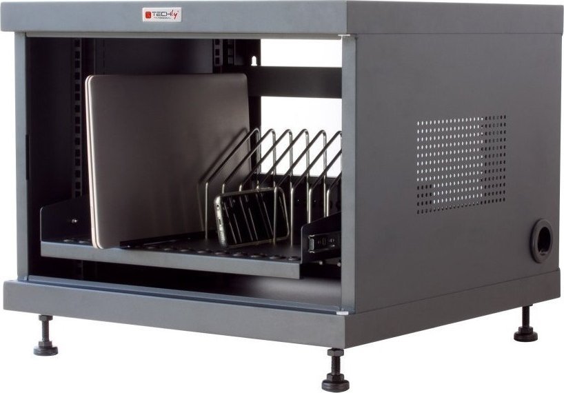Dollap karikimi Techly Charging Cabinet, 14 laptopë, çelik, gri