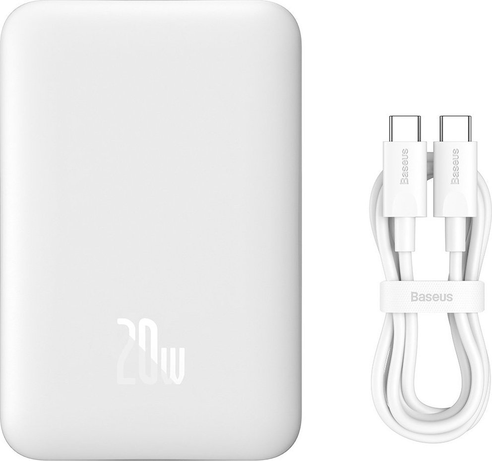 Powerbank Baseus Magnetic Mini, 10000mAh, 20W, бела
