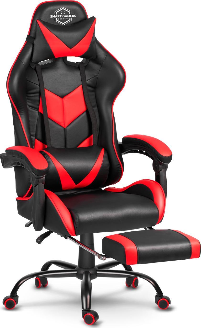 Karrige gaming Sofotel Cerber, me mbështetëse këmbësh, e kuqe