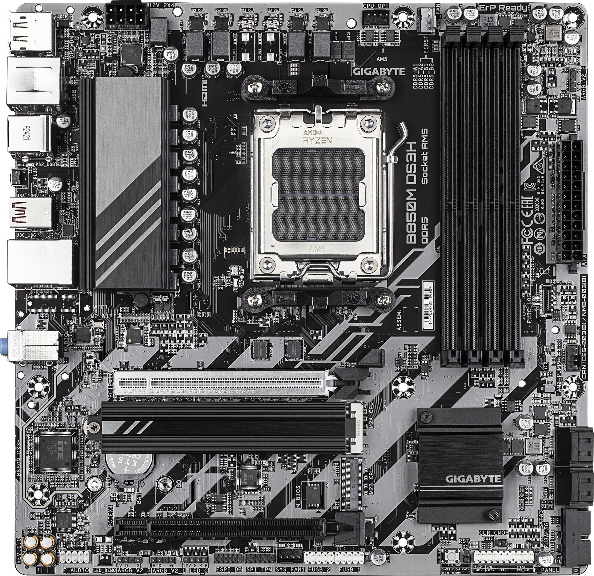 Pllakë amë GIGABYTE B850M DS3H, DDR5, Micro ATX, e zezë