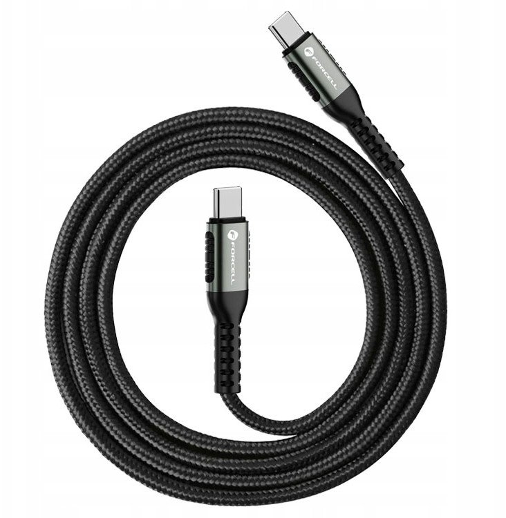 Kabllo USB C në USB C Forcell F Energy Cafule C263, 240W 5A, QC 4.0 PD, 0.5m, i zi