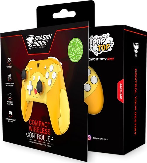 Kompjuter dore DragonShock POPTOP Compact BT Pika, wireless, Bluetooth, i verdhë