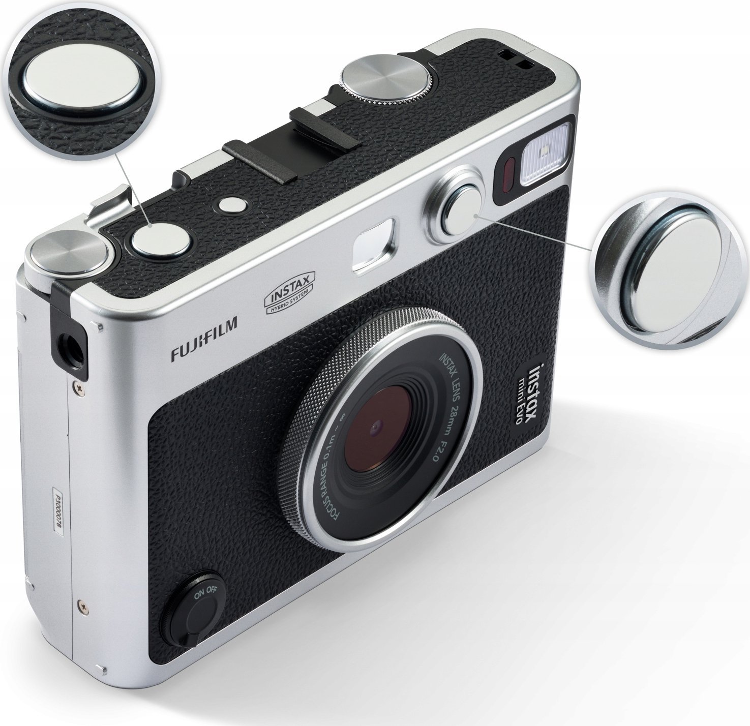 Aparat fotografik instant Fujifilm Instax Mini Evo, USB C, me Bluetooth, kafe
