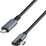 Kabllo USB LogiLink CU0182, USB C në USB C, 1 m, 60 W, e zezë argjendtë