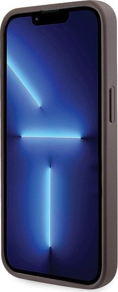 Mbulesë telefoni Guess GUHCP13LP4TDSCPW për iPhone 13 13 Pro, hardcase crossbody, 4G Metal Logo, kafe