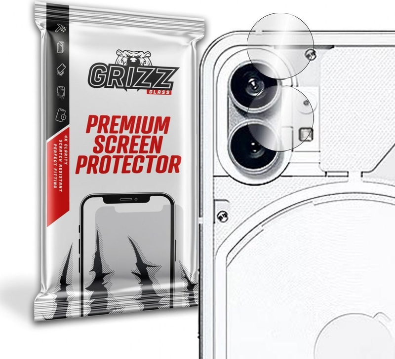 Mbrojtës kamere GrizzGlass për Nothing Phone 1, xham hibrid, set 2 copë, transparent