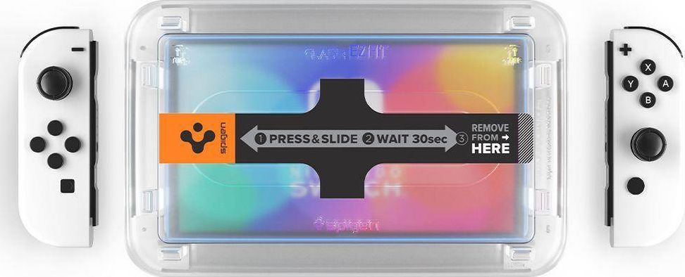 Mbrojtëse ekrani Spigen Glas.TR EZ Fit për Nintendo Switch OLED, xham i temperuar, set 2 copë, transparente