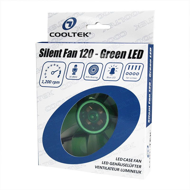 Ftohës Cooltek CT-Silent LED, 120 mm, i gjelbër