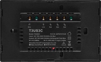 Çelës muri i mençur Sonoff T3US3C, Wi-Fi, 3 kanale, i zi